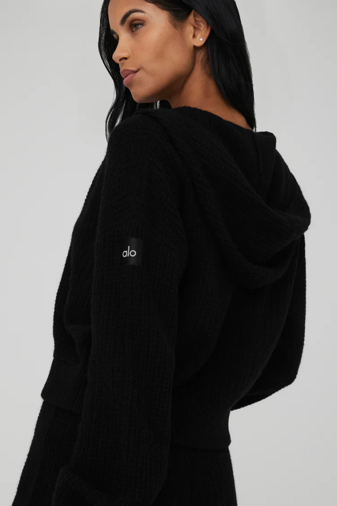 Alo Yoga正品Cashmere Waffle Zip Hoodie羊绒华夫格连帽卫衣外套