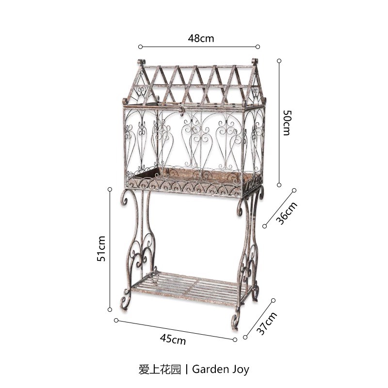爱上花园丨园艺杂货 花园露台铁艺铁丝花架花台 镂空直脚鸟笼房子