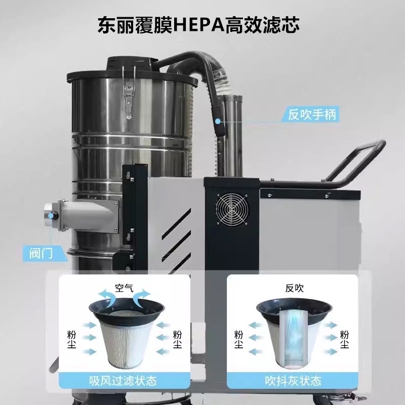 凯锦特380V大功率工业吸尘器工厂车间吸灰100升7500W吸铁屑铝屑用