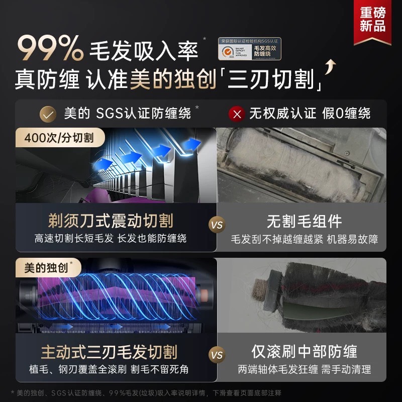 【补贴20%】美的扫地机器人扫拖吸一体家用自动清洗防缠绕V15Pro