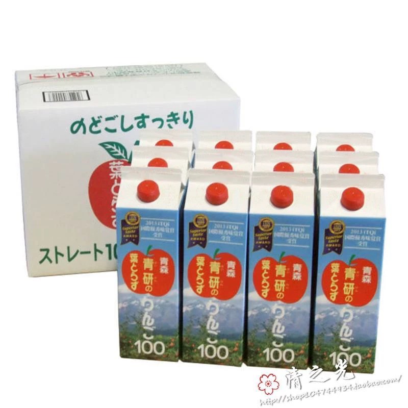 日本进口青森县青研苹果汁1L*12盒/箱 保质期2025.8.30 年后发货