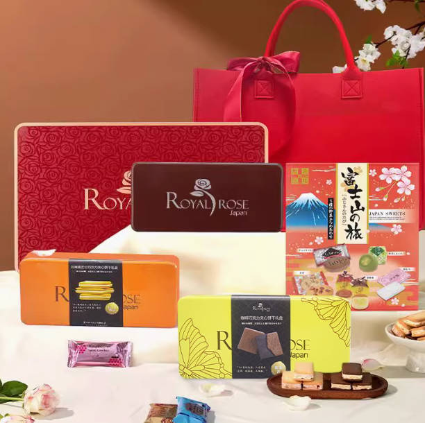 女神节高端伴手礼篮_royalrose日本进口巧克力大礼包饼干结婚庆