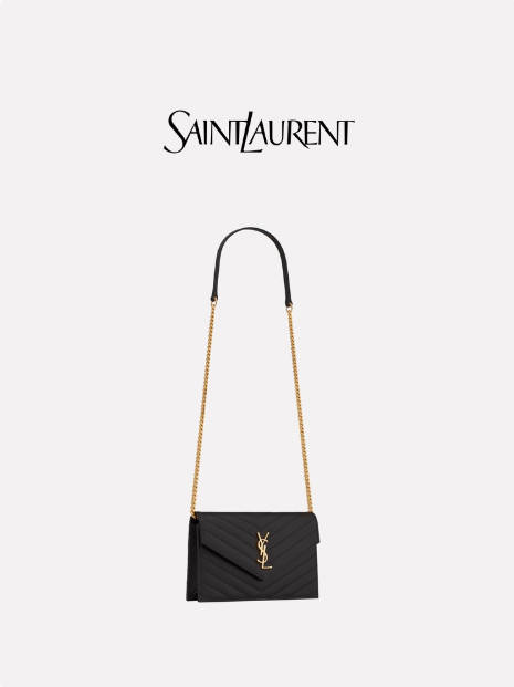 YSL/圣罗兰 女士黑色CASSANDRE ENVELOPE链条包