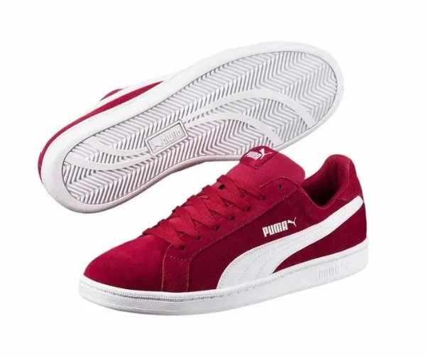 PUMA Smash系列 Suede 绒面革 防滑轻便 低帮 板鞋 男款 藏红