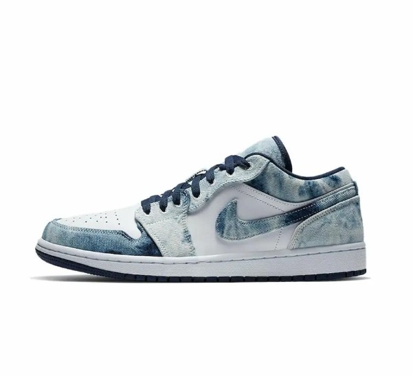 Jordan Air Jordan 1 low se washed denim 牛仔布 舒适百搭 低帮 复古篮球鞋 男款 白蓝