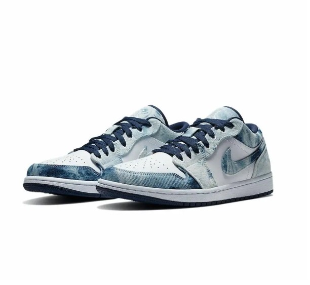 Jordan Air Jordan 1 low se washed denim 牛仔布 舒适百搭 低帮 复古篮球鞋 男款 白蓝