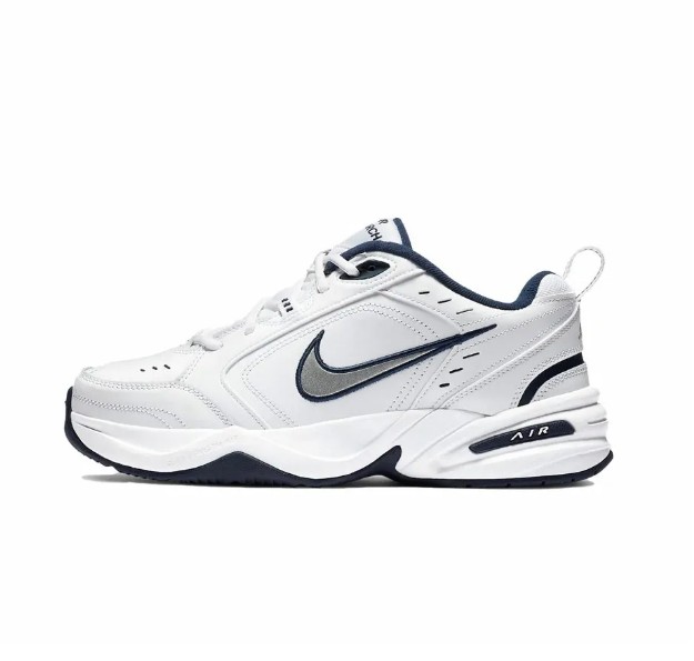 Nike Air Monarch 4 White Navy 牛剖层革 复古经典 防滑 低帮 老爹鞋 男女同款 蓝白