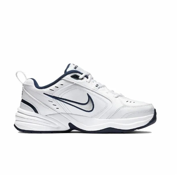 Nike Air Monarch 4 White Navy 牛剖层革 复古经典 防滑 低帮 老爹鞋 男女同款 蓝白