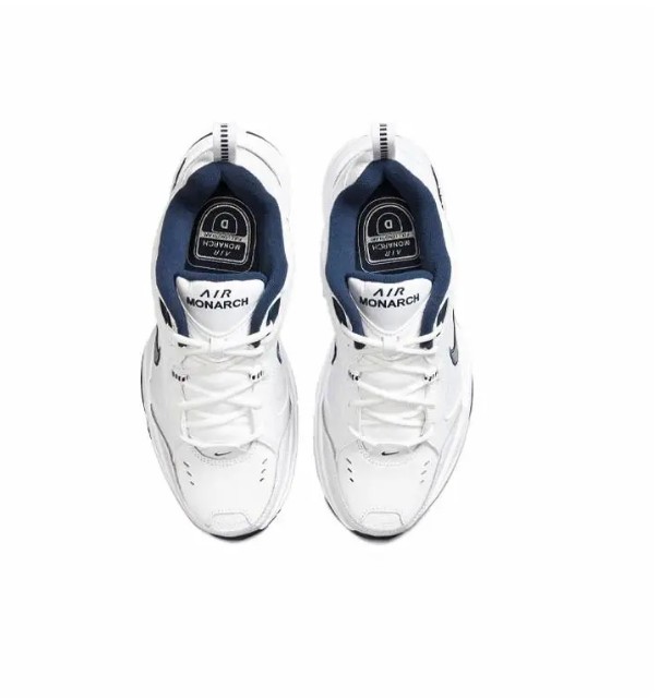 Nike Air Monarch 4 White Navy 牛剖层革 复古经典 防滑 低帮 老爹鞋 男女同款 蓝白